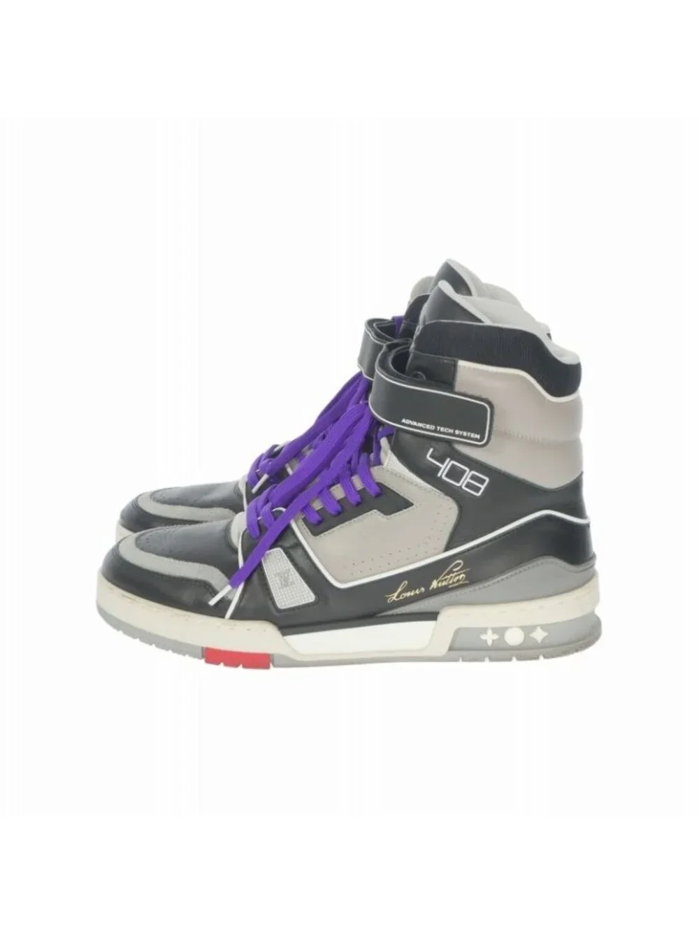 Louis Vuitton LV High Top Trainer Cut Sneakers 7 Deep Purple Black Gray